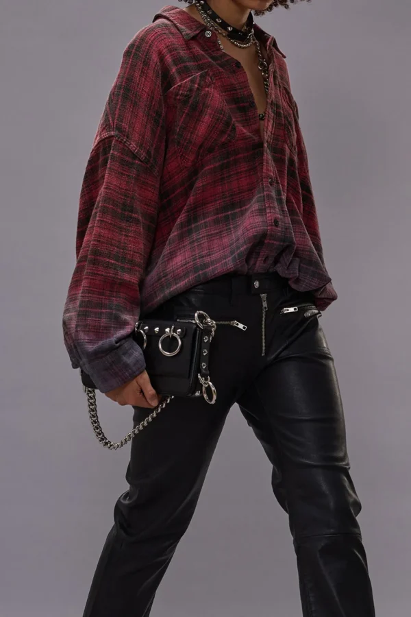 R13 Blusen & Tops<Bluse Drop Neck Workshirt in Red Dip Dye