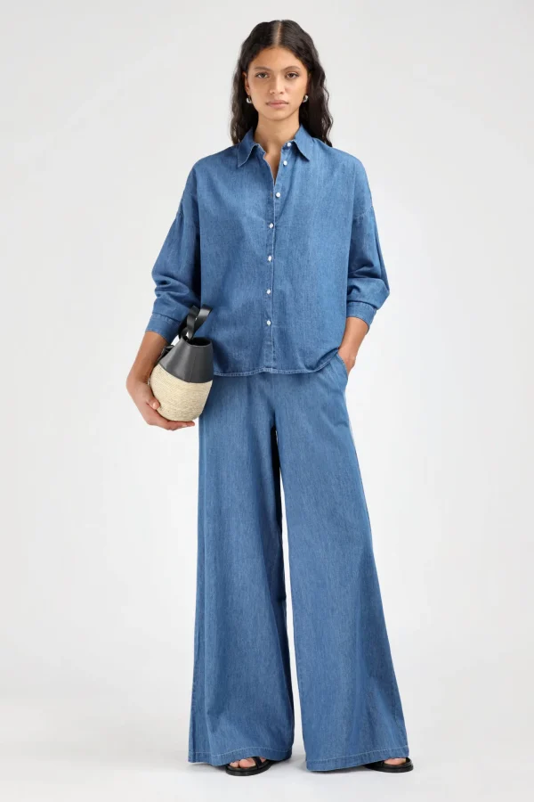 Ladneri Blusen & Tops<Bluse Lyon in Denim Blue