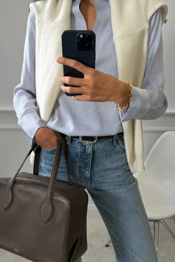 Vince Blusen & Tops<Bluse Micro Stripe in Sky Graphite