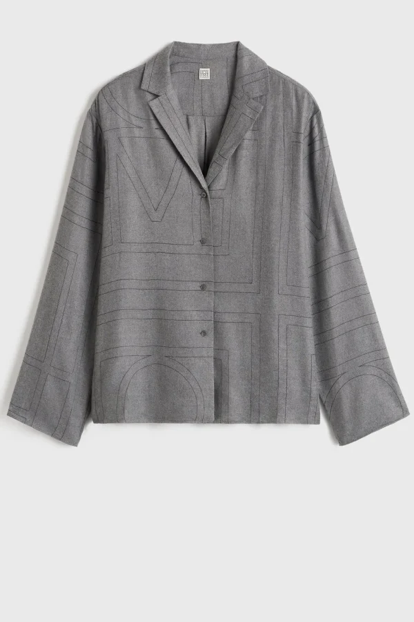 Toteme Blusen & Tops<Bluse PJ Flannel in Smoke Melange