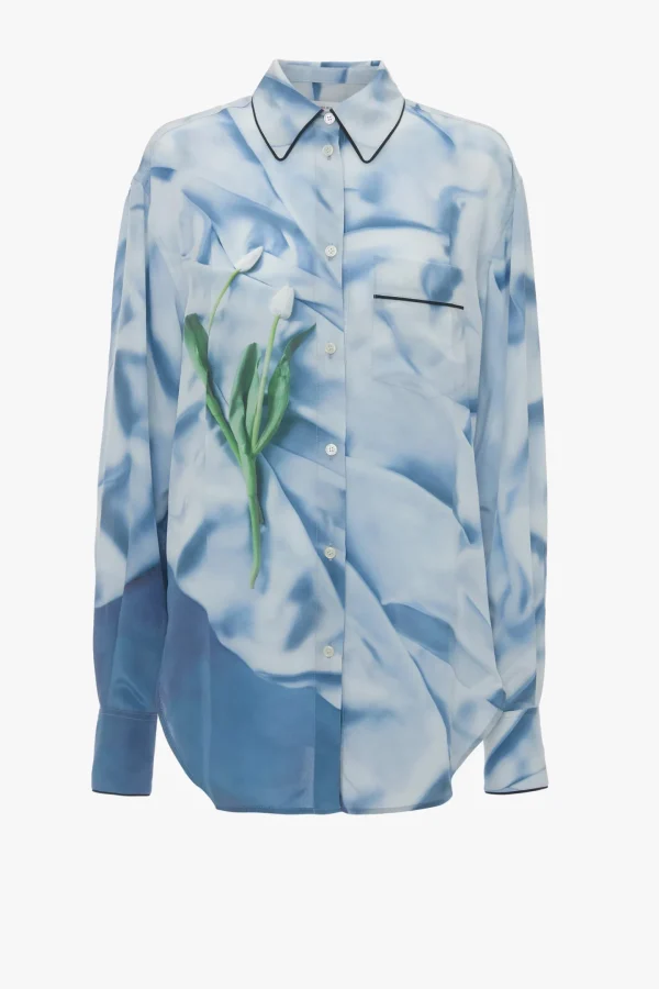 Victoria Beckham Blusen & Tops<Bluse Pyjama in Flowers Ice Blue