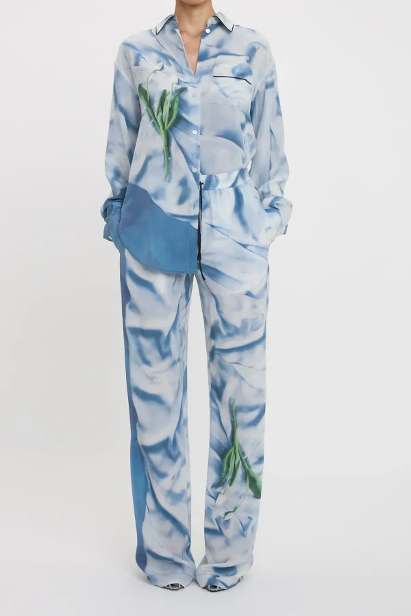 Victoria Beckham Blusen & Tops<Bluse Pyjama in Flowers Ice Blue
