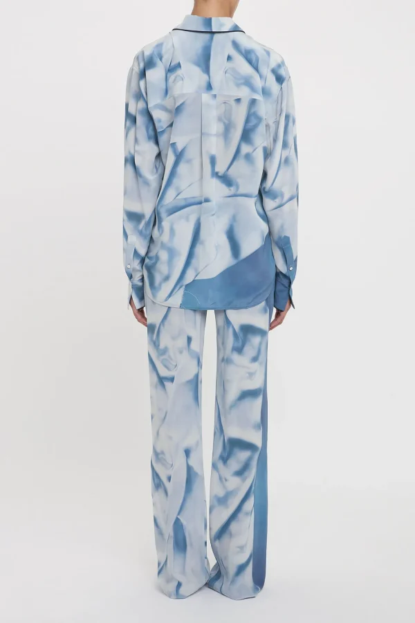 Victoria Beckham Blusen & Tops<Bluse Pyjama in Flowers Ice Blue