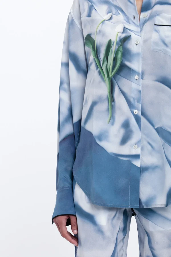 Victoria Beckham Blusen & Tops<Bluse Pyjama in Flowers Ice Blue