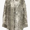 R13 Blusen & Tops<Bluse Shredded Seam in Bleached Leopard