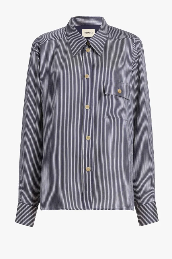 Khaite Blusen & Tops<Bluse Yatty in Navy/Weiß