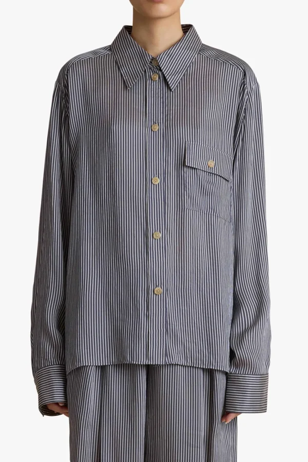 Khaite Blusen & Tops<Bluse Yatty in Navy/Weiß
