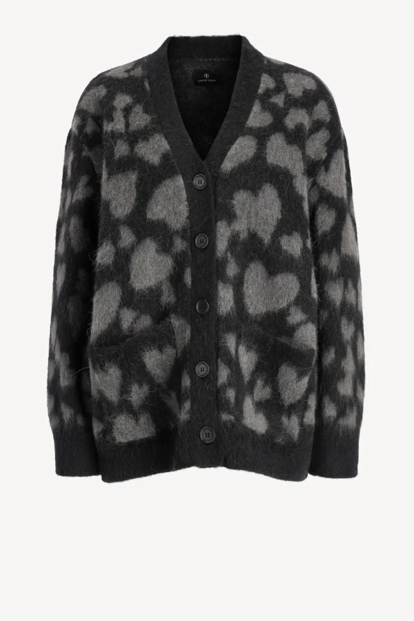 Anine Bing Strickjacken<Cardigan Banks in Grau/Schwarz