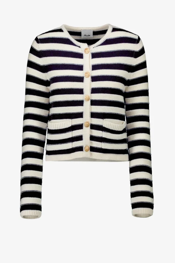 Allude Strickjacken<Cardigan Striped in Navy/Ivory
