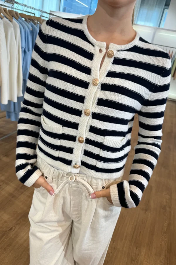 Allude Strickjacken<Cardigan Striped in Navy/Ivory