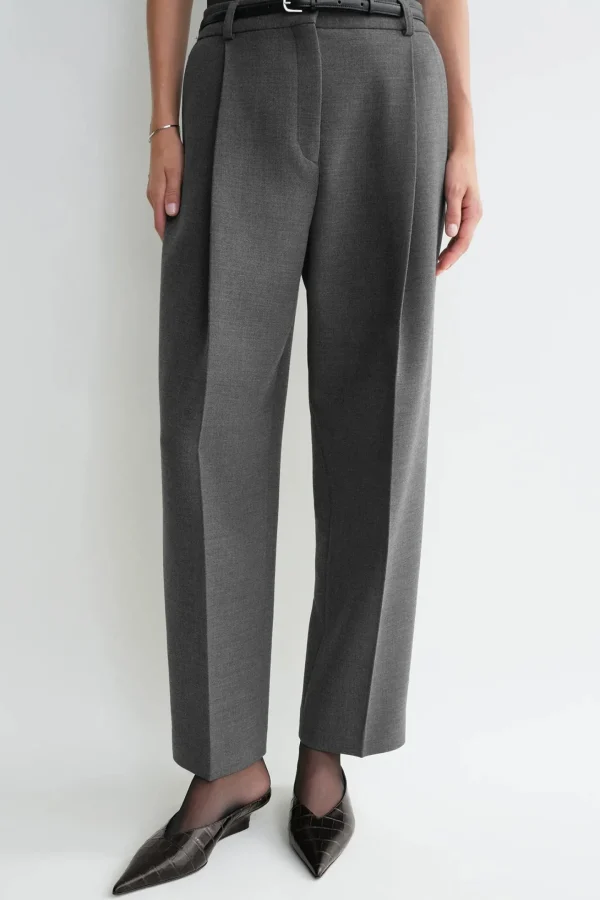 Toteme Hosen & Jumpsuits<Hose Pleated Straight in Grey Melange