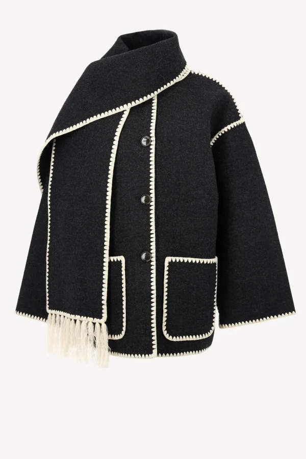 Toteme Jacken & Westen<Jacke mit Schal in Dark Grey Melange