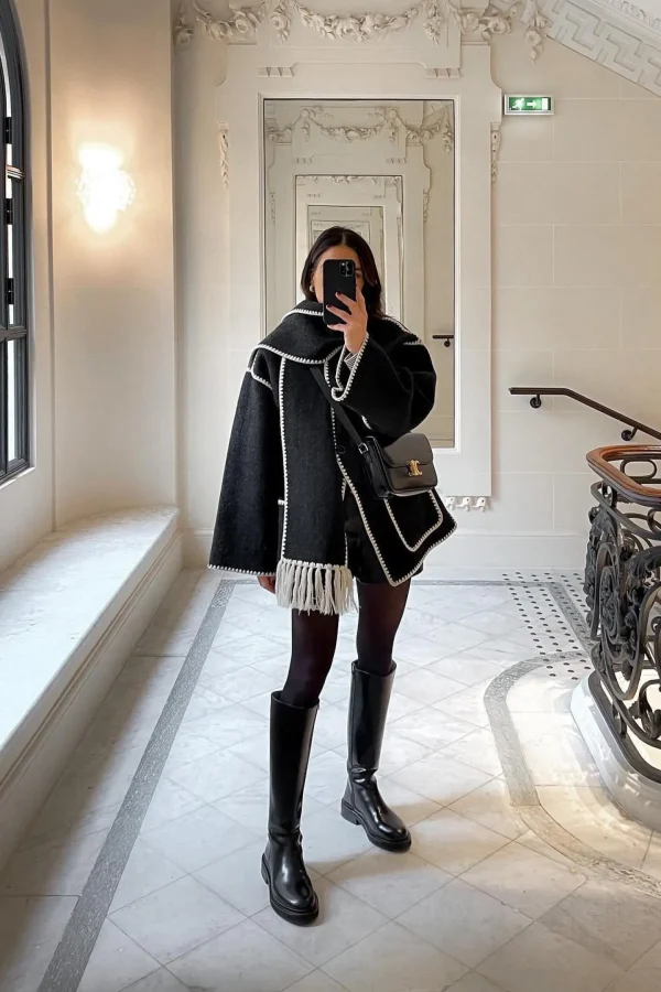 Toteme Jacken & Westen<Jacke mit Schal in Dark Grey Melange
