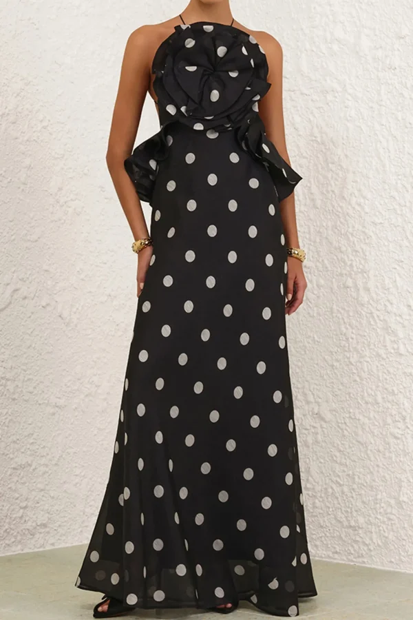 Zimmermann Kleider<Kleid Crush Ruffle in Black Cream Dot