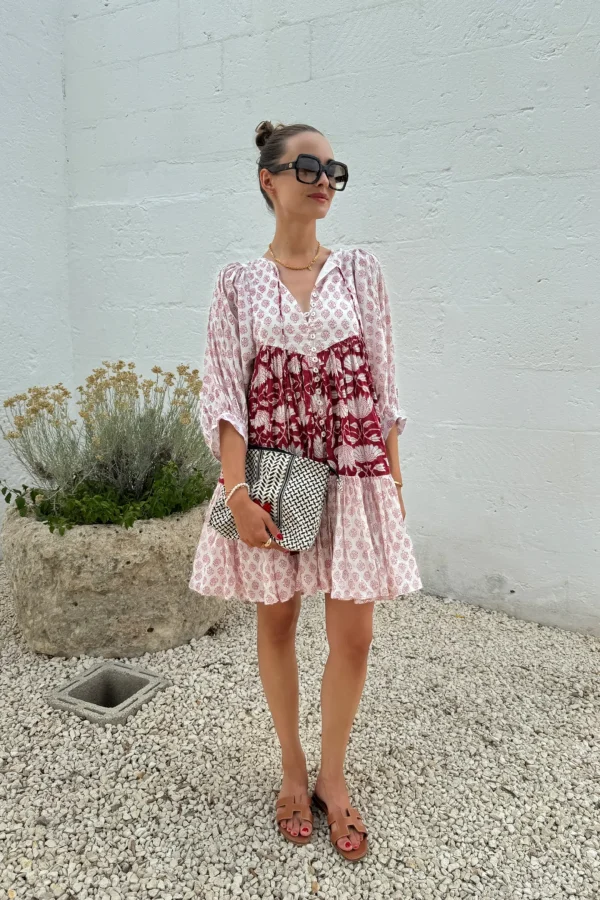 Ladneri Kleider<Kleid Nice in Rot/Weiß