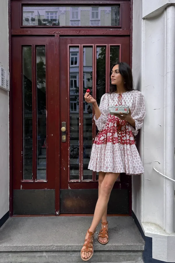 Ladneri Kleider<Kleid Nice in Rot/Weiß