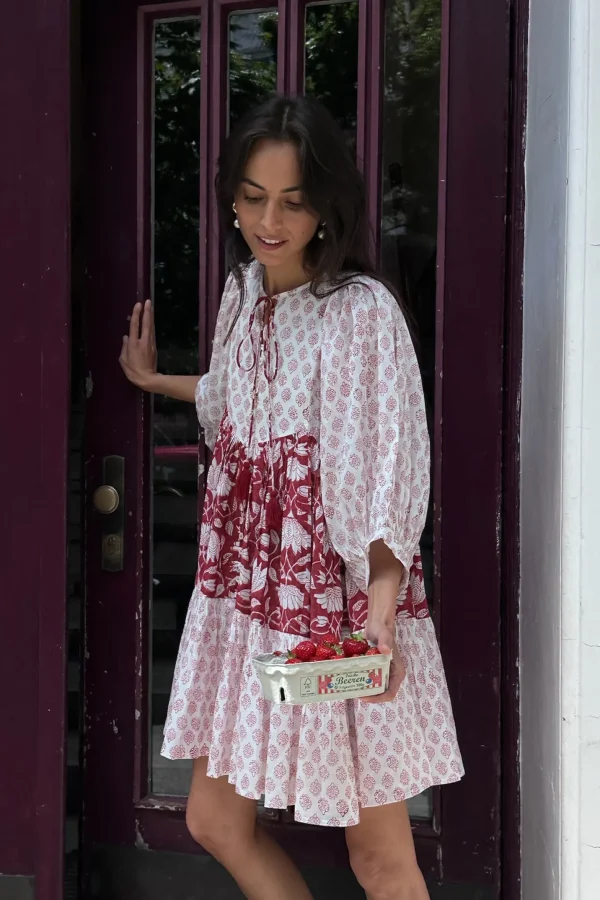 Ladneri Kleider<Kleid Nice in Rot/Weiß