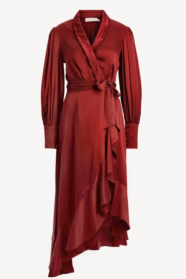 Zimmermann Kleider<Kleid Silk Wrap Midi in Burgundy