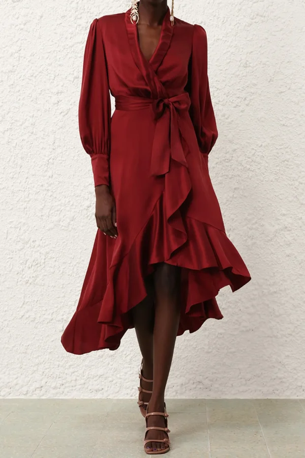 Zimmermann Kleider<Kleid Silk Wrap Midi in Burgundy