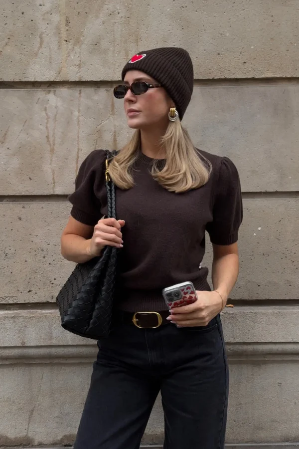 Anita Hass Pullover<Kurzarmpullover 'Heart' in Chocolate