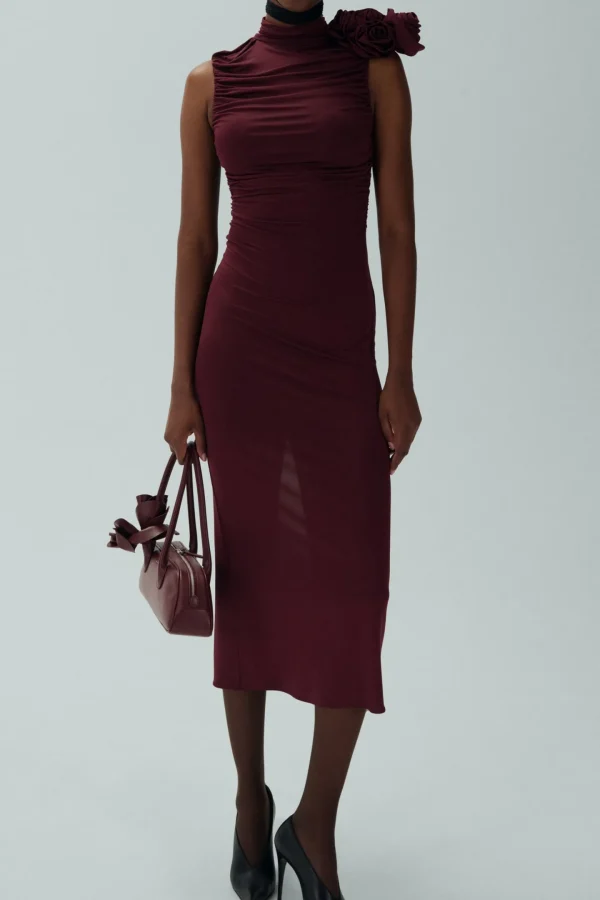 Magda Butrym Kleider<Midikleid Ruched in Bordeaux