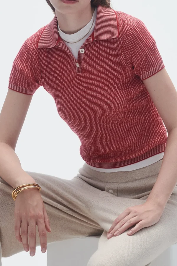 Guest in Residence Shirts, Tank Tops & Longsleeves<Poloshirt Shrunken in True Red/Cream