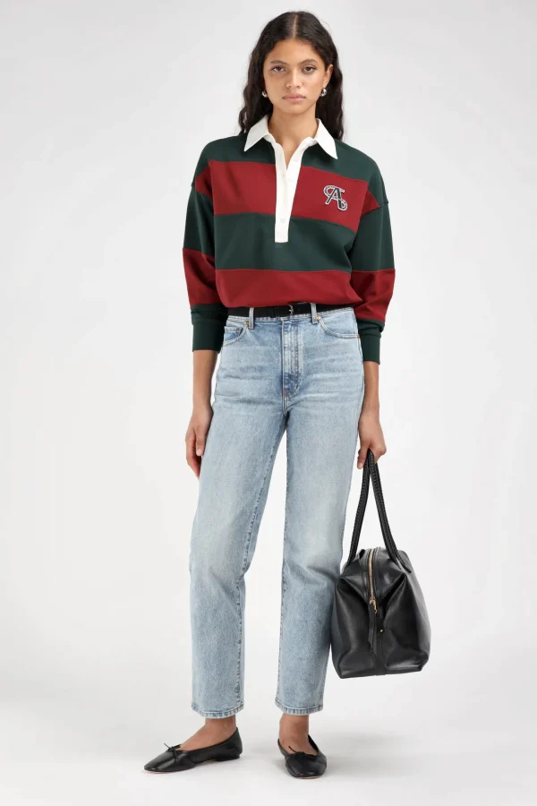Ladneri Shirts, Tank Tops & Longsleeves<Poloshirt Varsity in Bordeaux/Dark Green