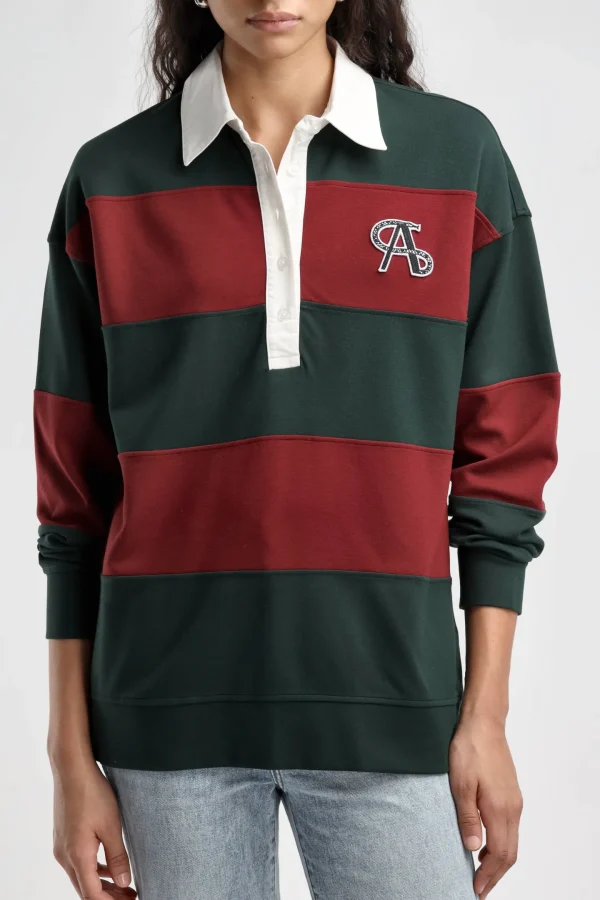 Ladneri Shirts, Tank Tops & Longsleeves<Poloshirt Varsity in Bordeaux/Dark Green