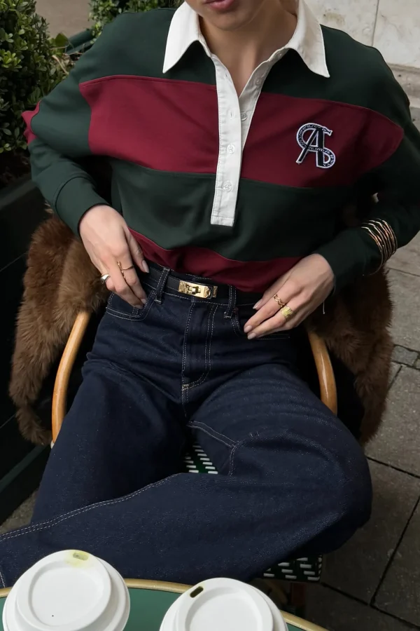 Ladneri Shirts, Tank Tops & Longsleeves<Poloshirt Varsity in Bordeaux/Dark Green