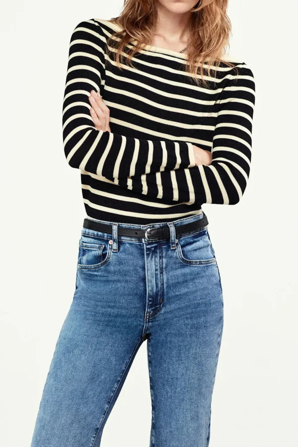 Frame Pullover<Pullover Boatneck in Schwarz/Multi