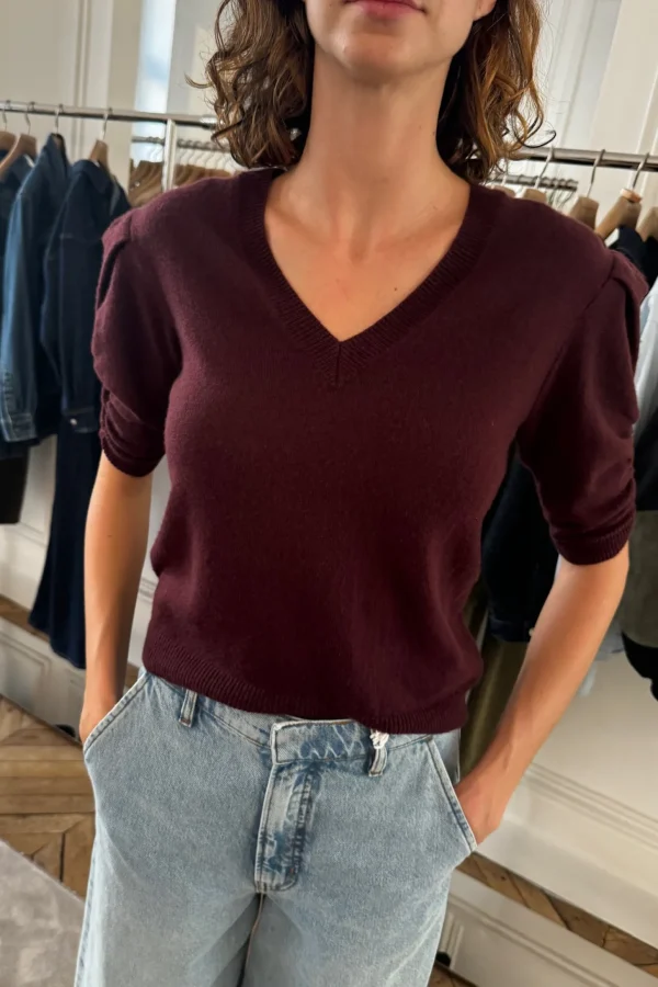 Frame Pullover<Pullover Cashmere V in Deep Burgundy