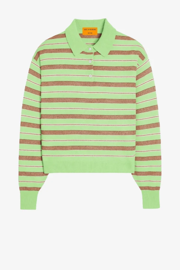 Guest in Residence Pullover<Pullover Collegiate Polo in Mint Combo