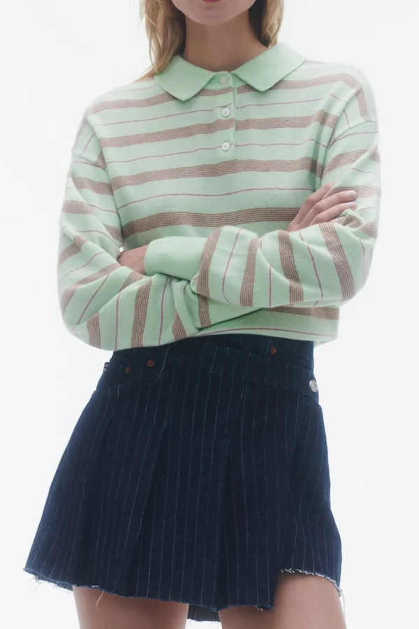 Guest in Residence Pullover<Pullover Collegiate Polo in Mint Combo