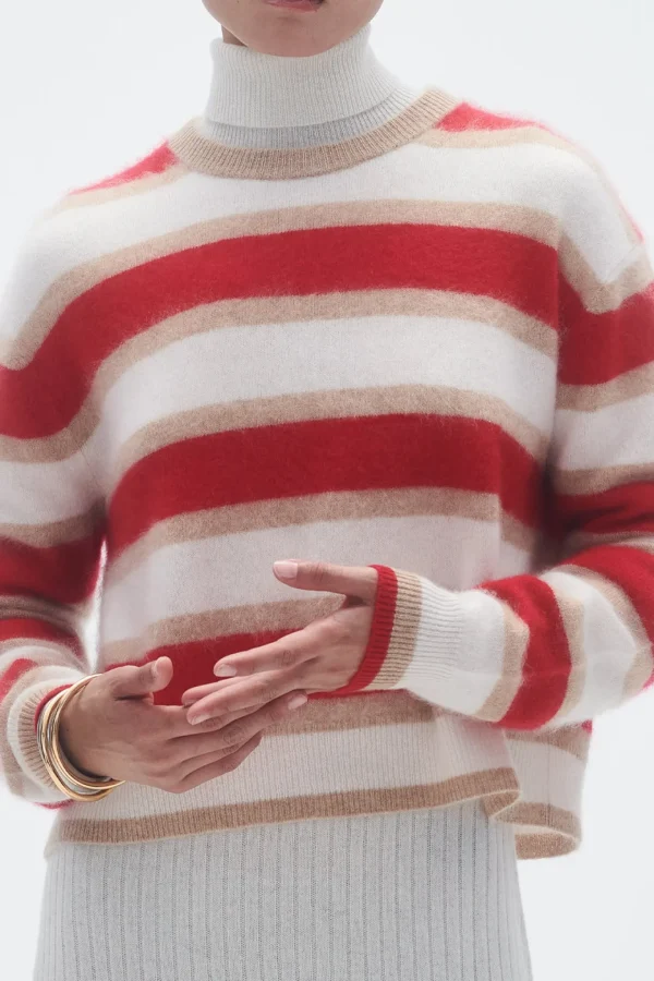 Guest in Residence Pullover<Pullover Grizzly Stripe in True Red Combo