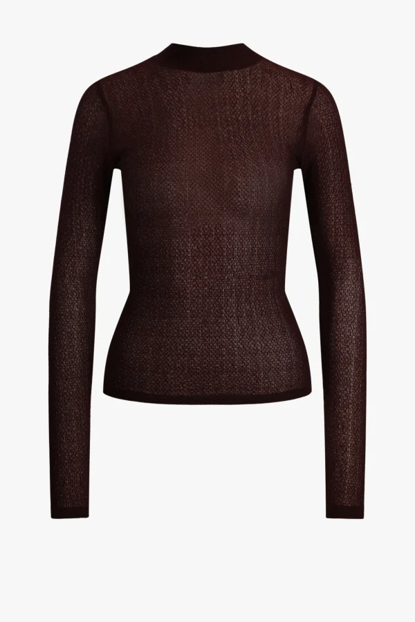 Frame Pullover<Pullover Mixed Mesh in Deep Burgundy