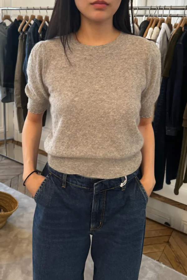 Frame Pullover<Pullover Pointelle in Light Heather Grey