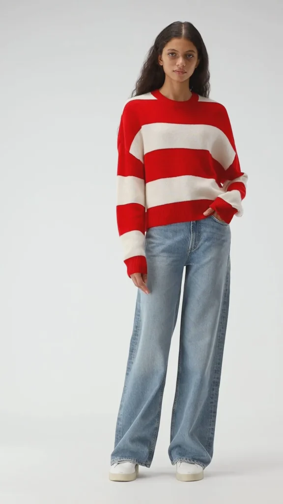 Ladneri Pullover<Pullover Pont in Rot/Weiß