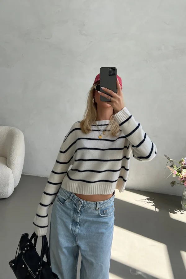 Ladneri Pullover<Pullover Provence in Navy/Weiß