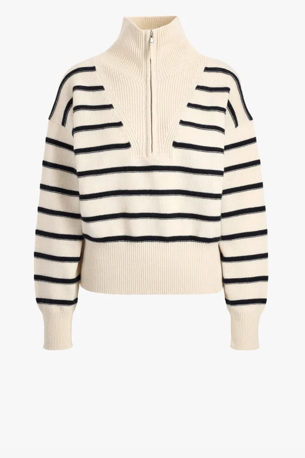 Allude Pullover<Pullover Troyer in Ivory/Schwarz