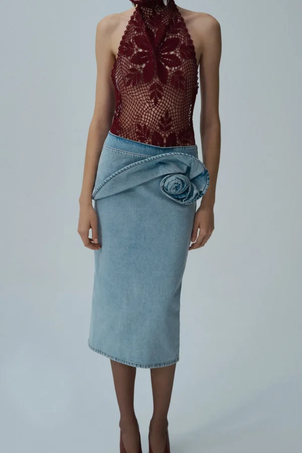 Magda Butrym Röcke<Rock Floral Appliqué in Light Blue