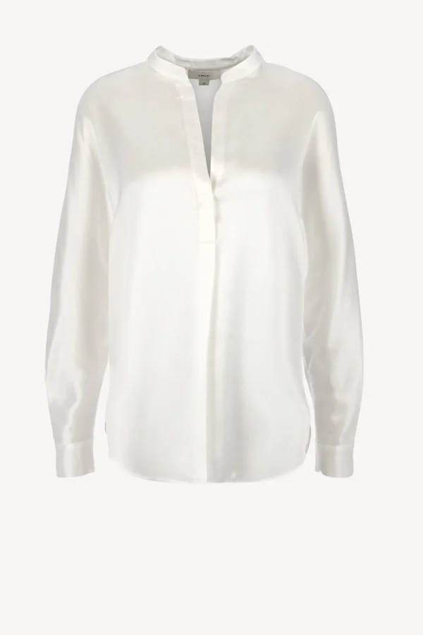 Vince Blusen & Tops<Seidenbluse Band Collar in Optic White