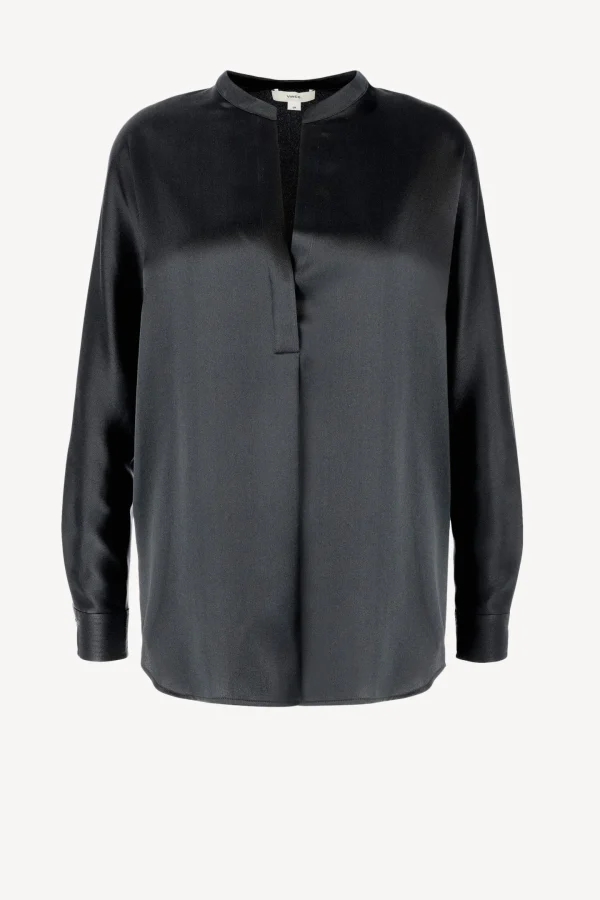 Vince Blusen & Tops<Seidenbluse Band Collar in Schwarz