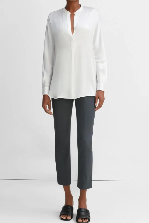Vince Blusen & Tops<Seidenbluse Band Collar in Optic White