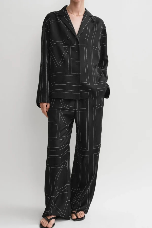 Toteme Blusen & Tops<Seidenbluse Monogram PJ in Schwarz