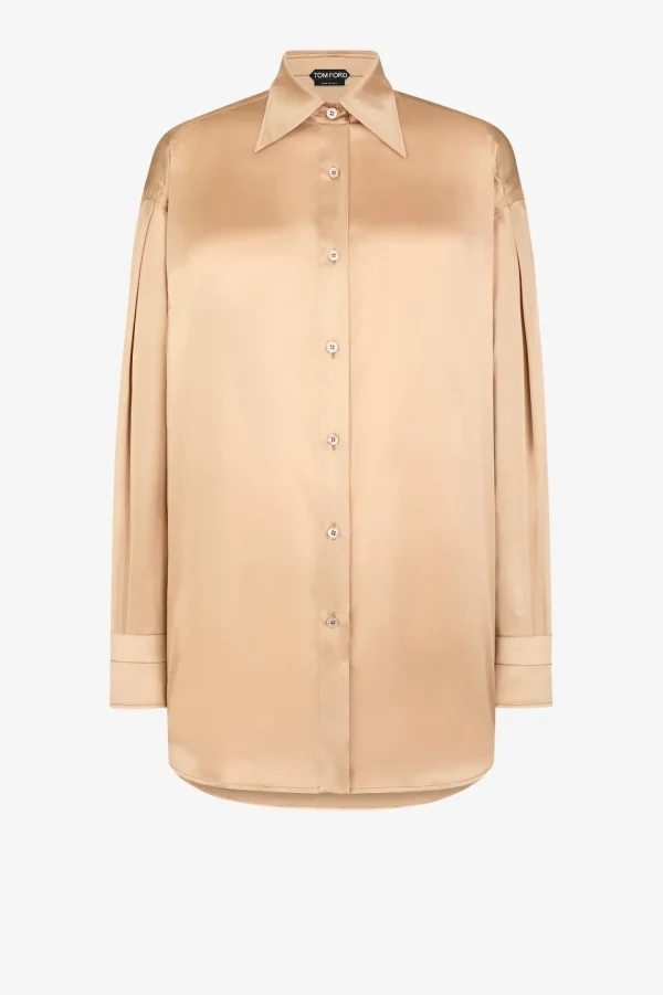Tom Ford Blusen & Tops<Seidenbluse Relaxed in Pale Beige