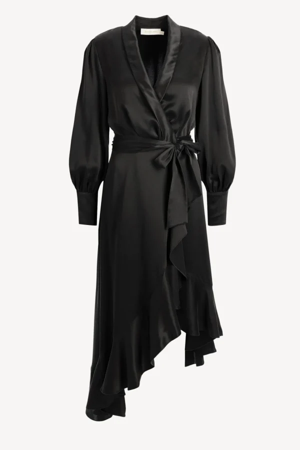 Zimmermann Kleider<Silk Wrap Midi Dress in Schwarz