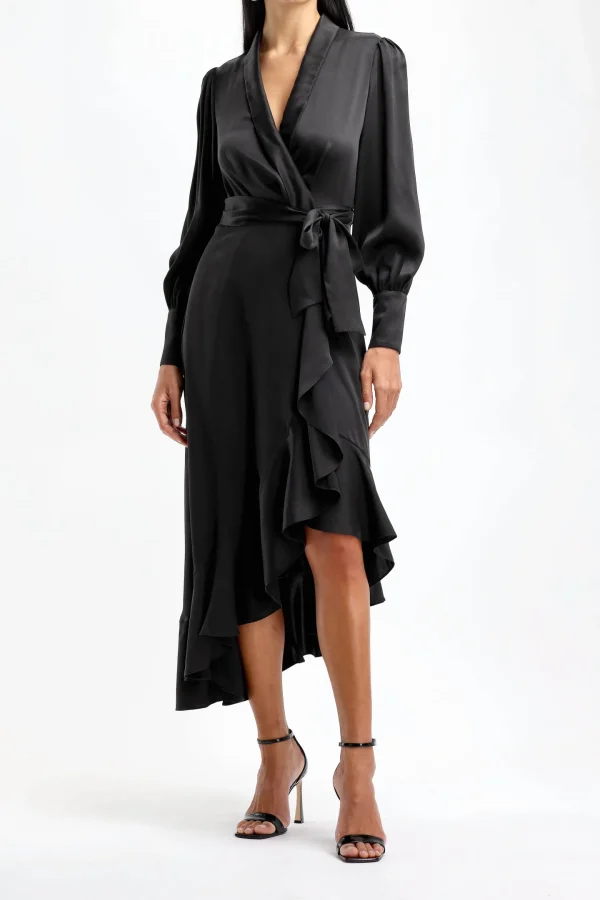 Zimmermann Kleider<Silk Wrap Midi Dress in Schwarz