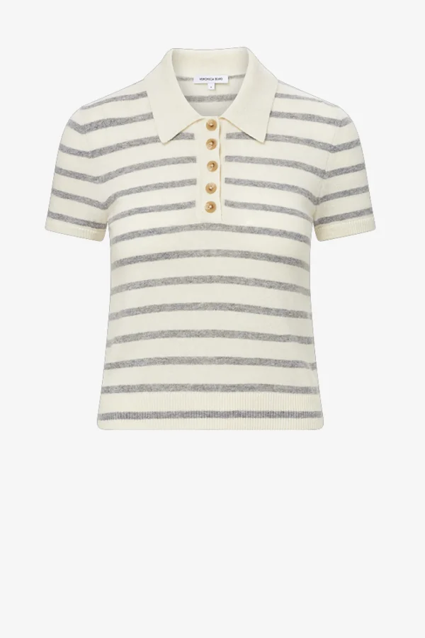 Veronica Beard Pullover<Strickshirt Brandt in Ivory/Heather Grey