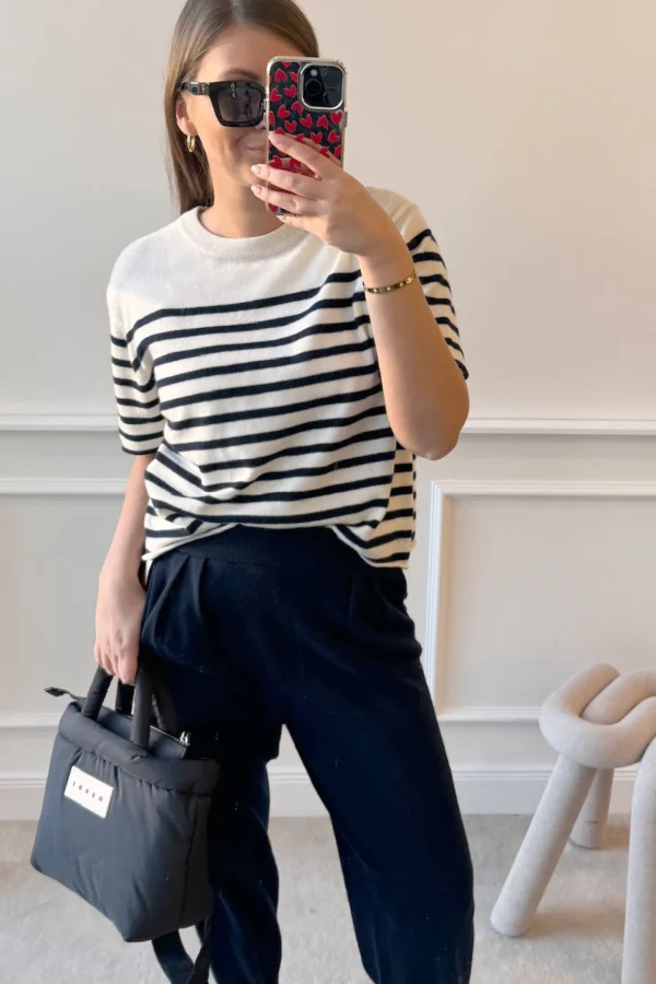 Lisa Yang Pullover<Strickshirt Cila in Cream/Navy