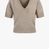 Allude Pullover<Strickshirt V-Neck in Taupe